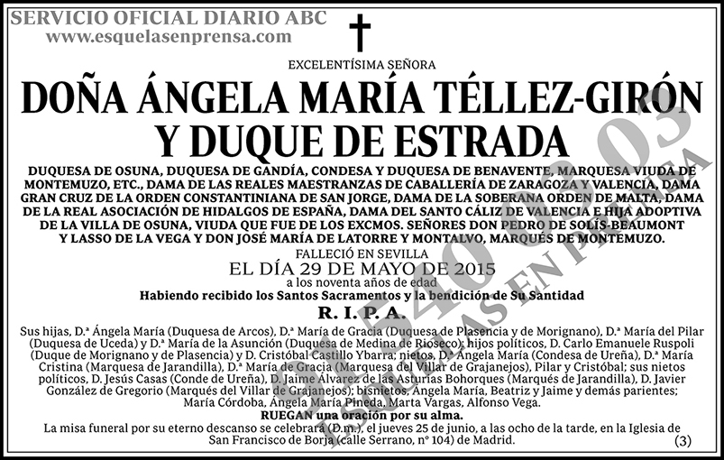 Ángela María Téllez-Girón y Duque de Estrada